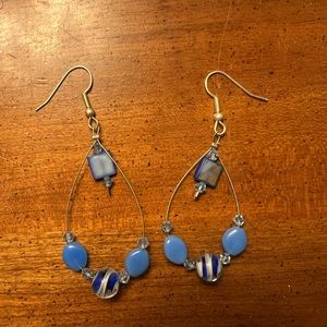 Blue Hoop Earrings